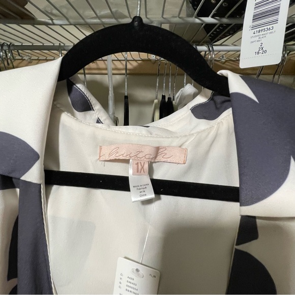 Anthropologie 1X Hutch Sleeveless Black & White Plus V-Neck Wrap Dress - Picture 9 of 10